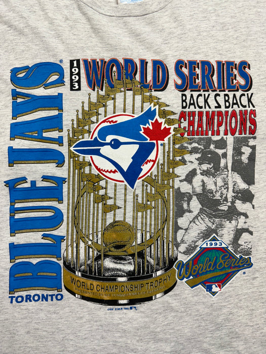 (L) Vintage '93 Toronto Blue Jays Championship Tee Grey | Vitnage Clothing Store Canada