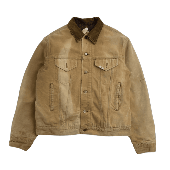 (S) Vintage Carhartt Fleece Lined Button Up Jacket Beige