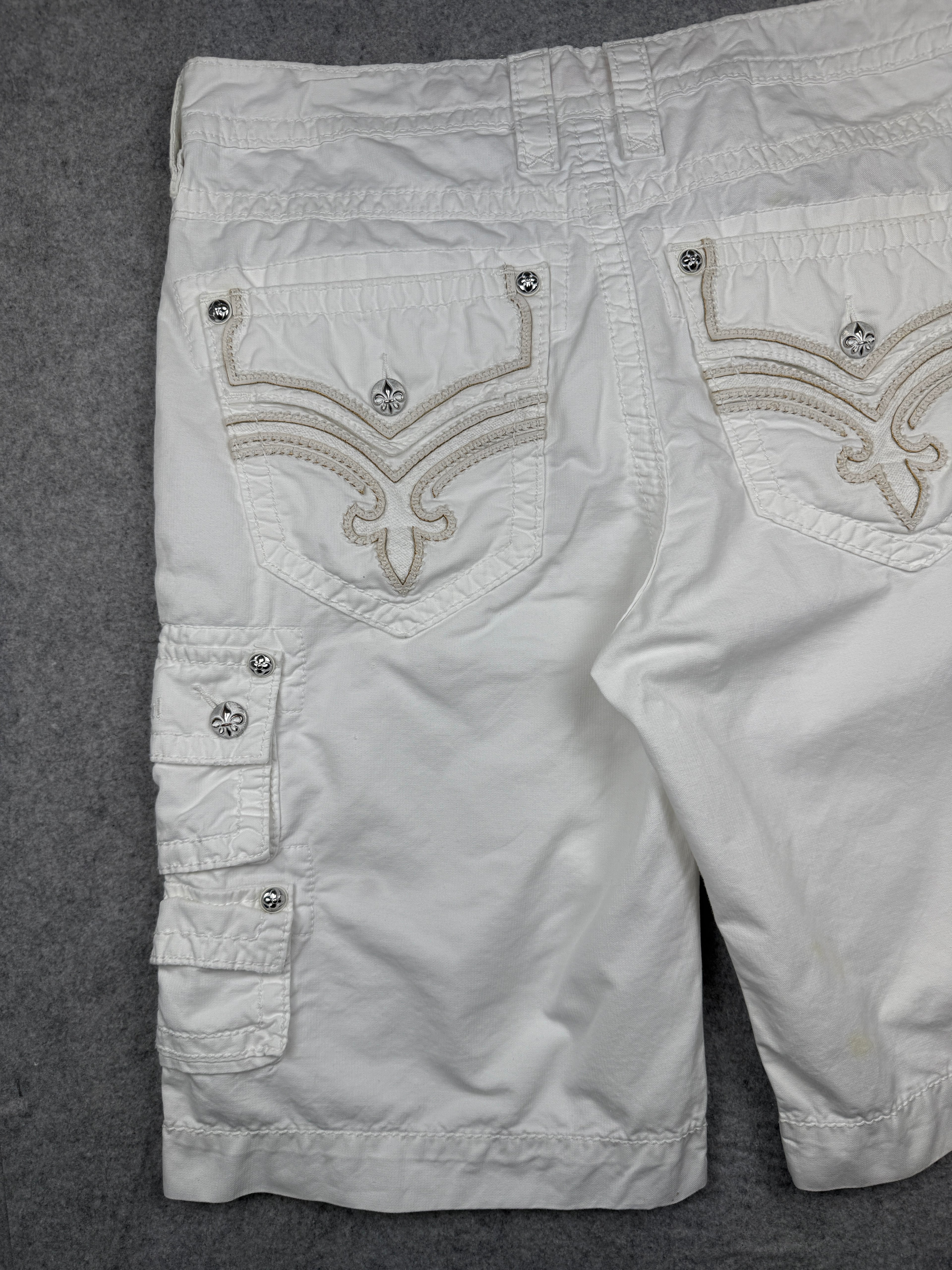 Rock Revival Cargo Shorts White