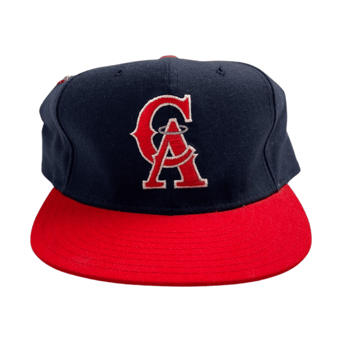 Vintage 90s MLB LA Angels Fitted Hat Navy/Red | Vintage Clothing Store Canada