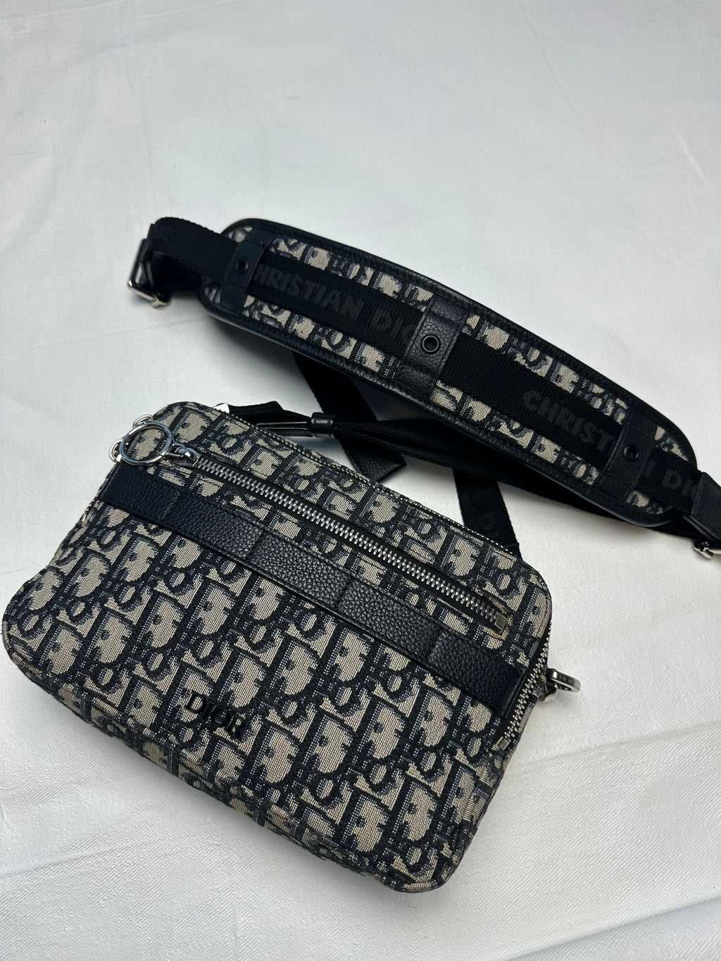 Dior Safari Oblique Messenger Bag Navy/Black/Beige