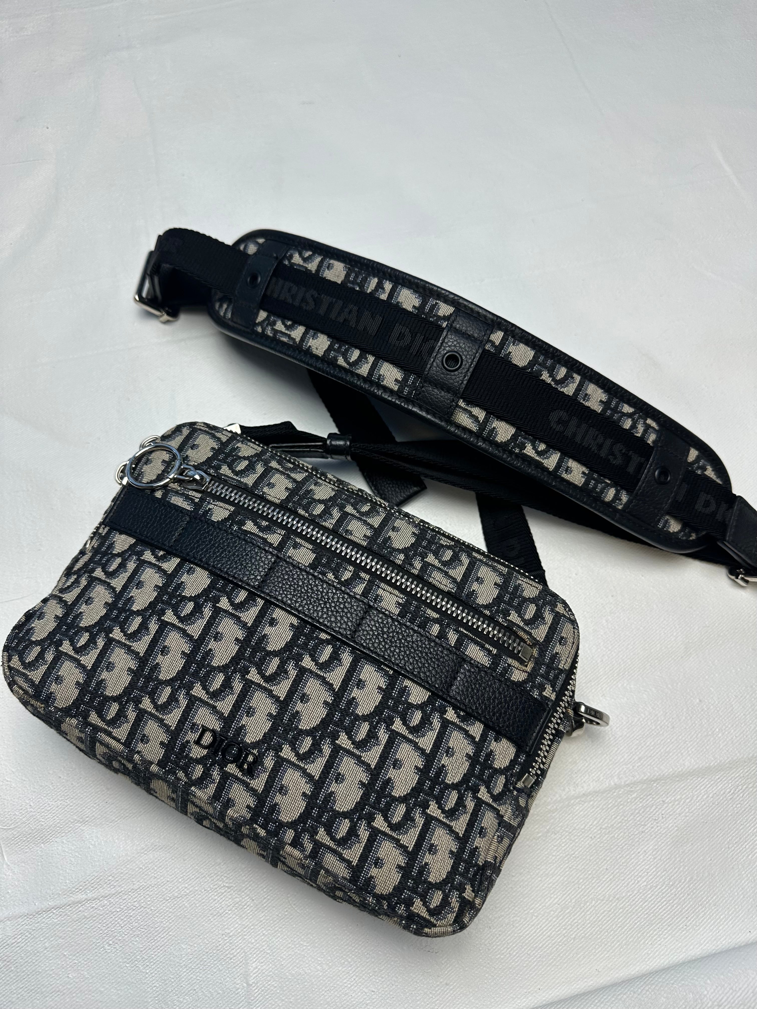 Dior Safari Oblique Messenger Bag Navy/Black/Beige