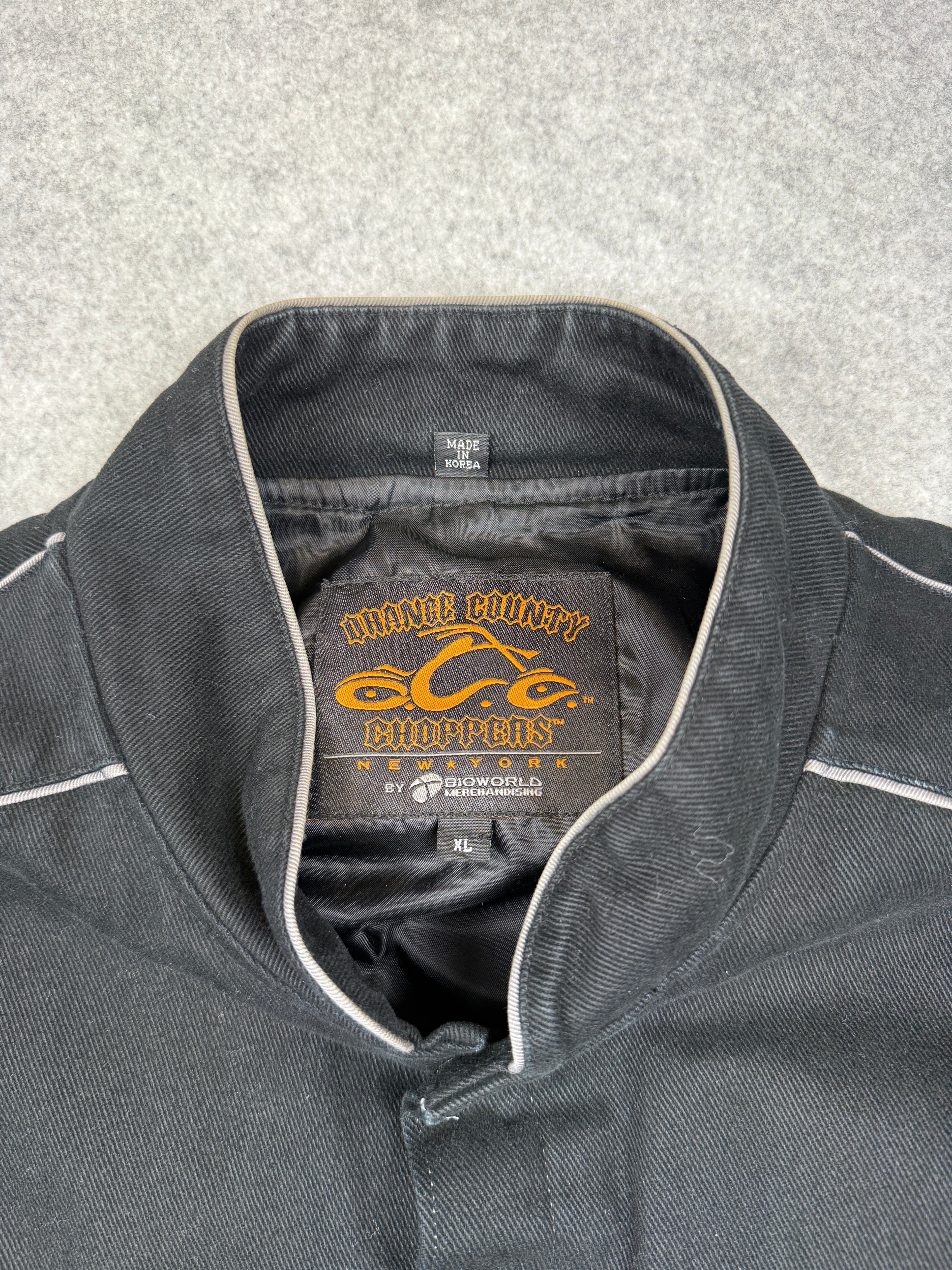 Vintage Orange County Choppers Flame Sleeve Canvas Jacket Black