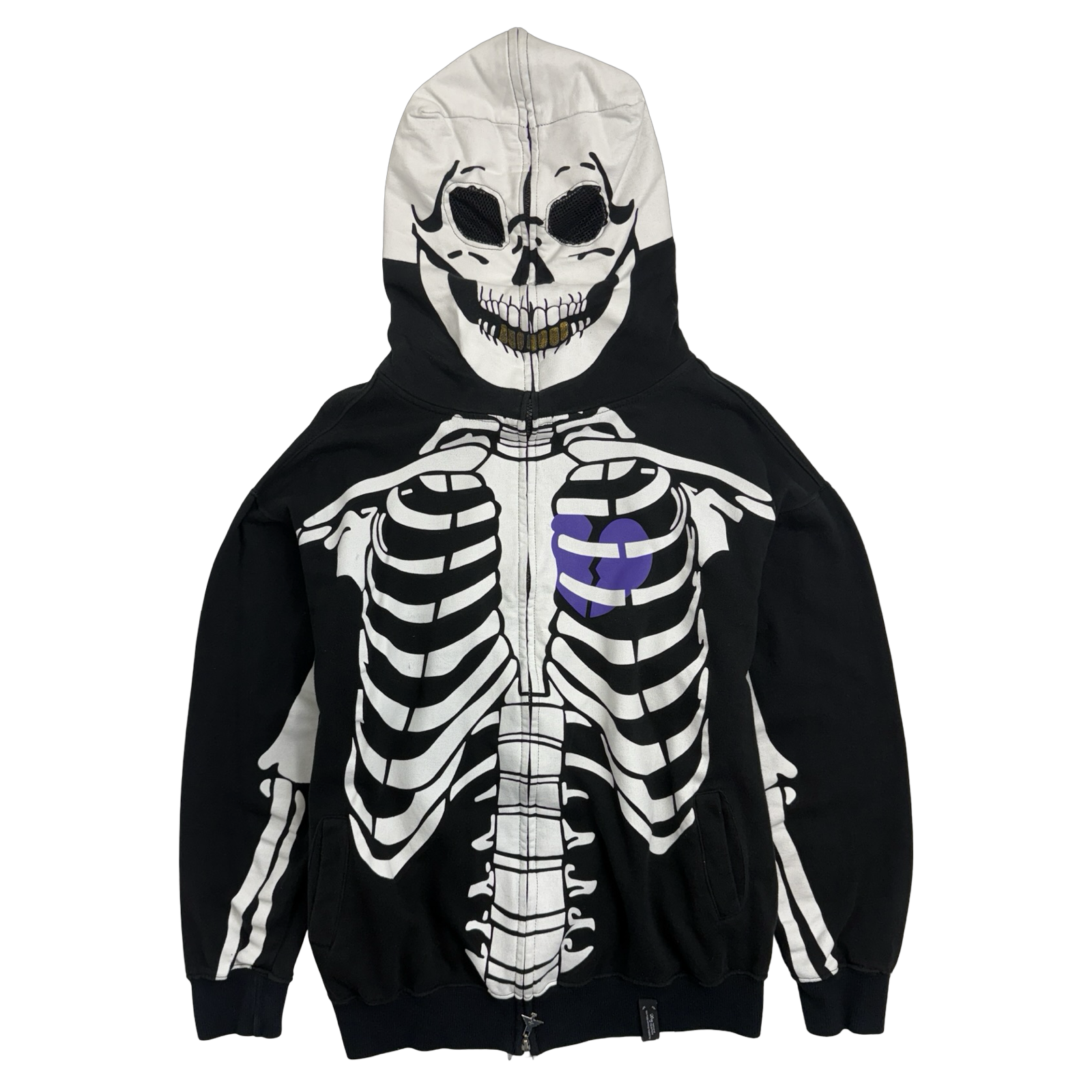 2000s LRG Dead Serious Skeleton Full Zip Hoodie Black