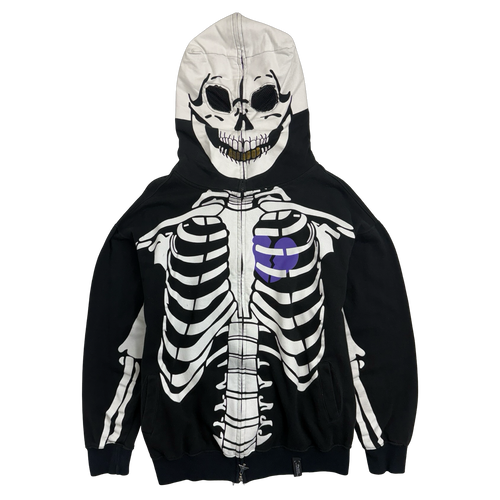 2000s LRG Dead Serious Skeleton Full Zip Hoodie Black | Vintage Clothing Store Canada