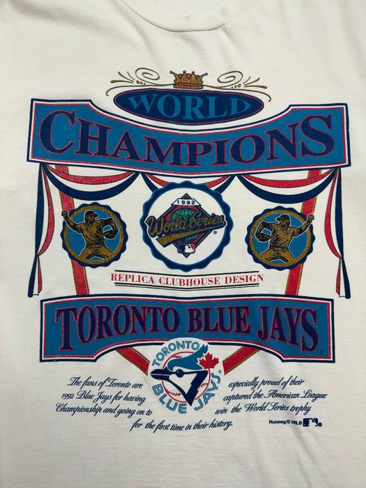 (L) Vintage '92 Toronto Blue Jays Championship Tee White | Vitnage Clothing Store Canada