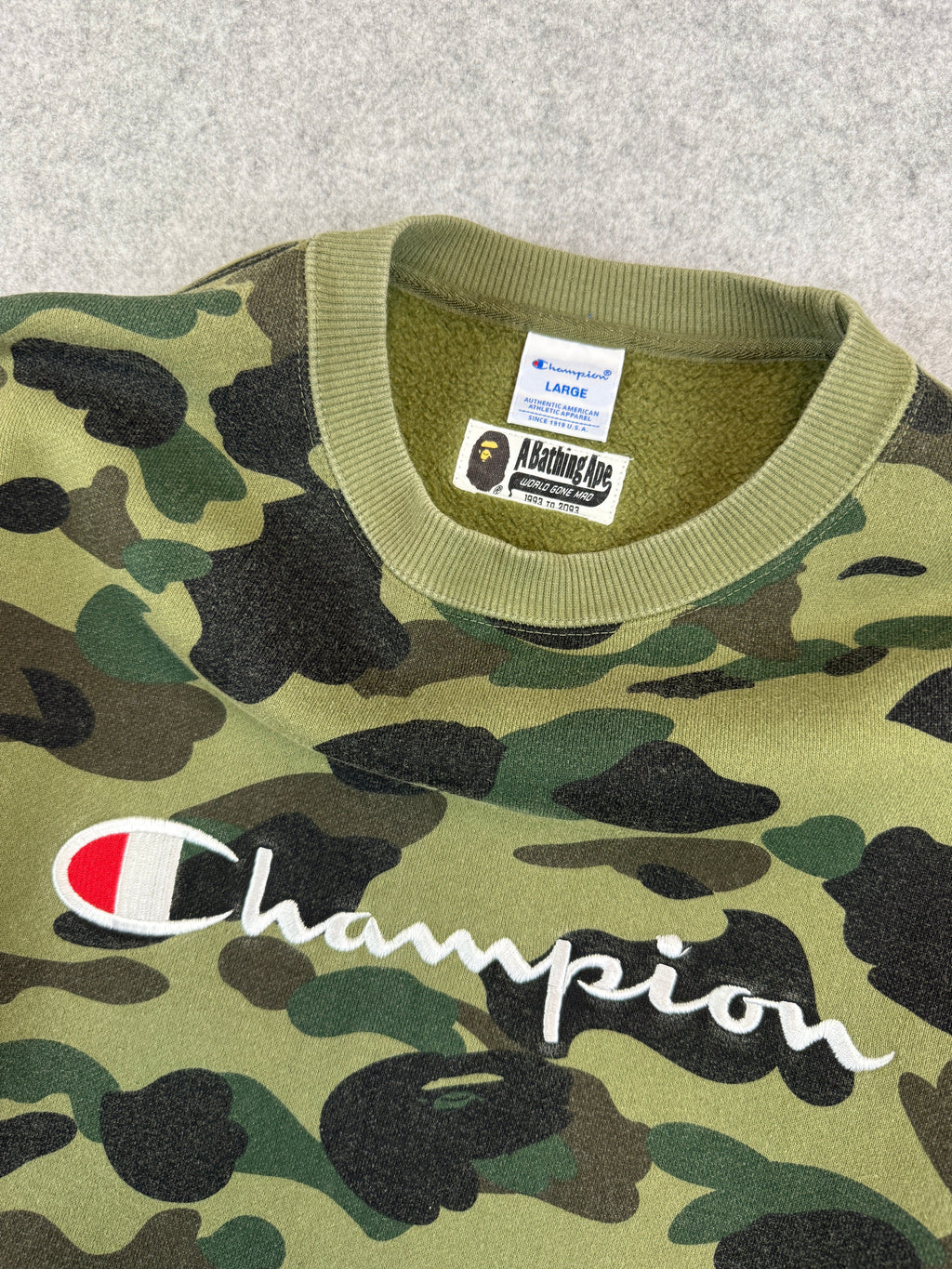 BAPE x Champion Logo Camo Sweatshirt Green (USED)