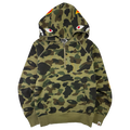 BAPE 1st Camo Ponr Shark Half Zip Up Hoodie Green (USED)