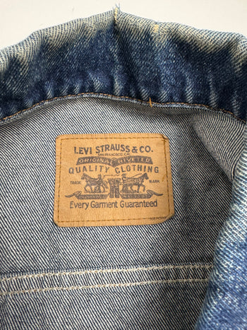 (L) Vintage Levis Orange Tan Denim Jacket Dark