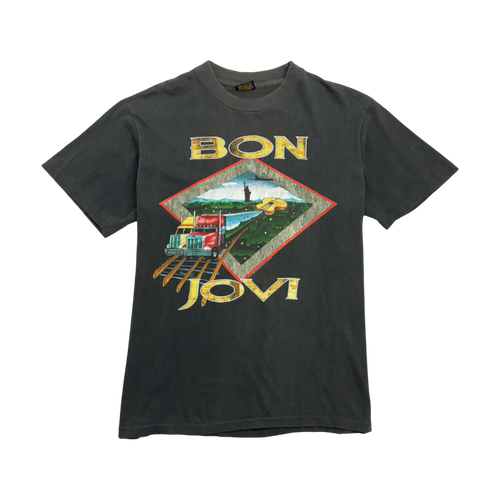 (L) Vintage '93 Bon Jovi World Tour Tee Faded Black | Vintage Clothing Store Canada