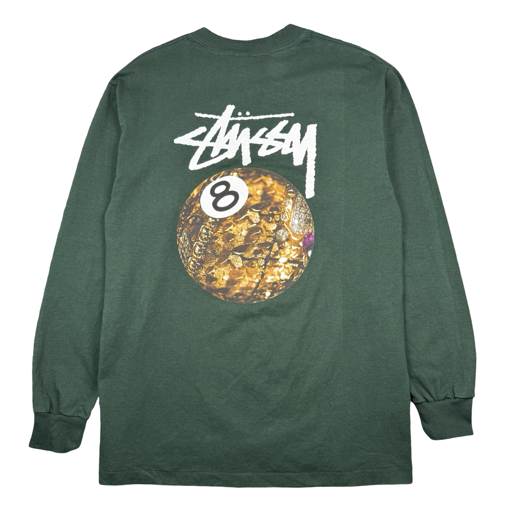 Vintage Stussy Golden 8 Ball L/S Tee Pine Green