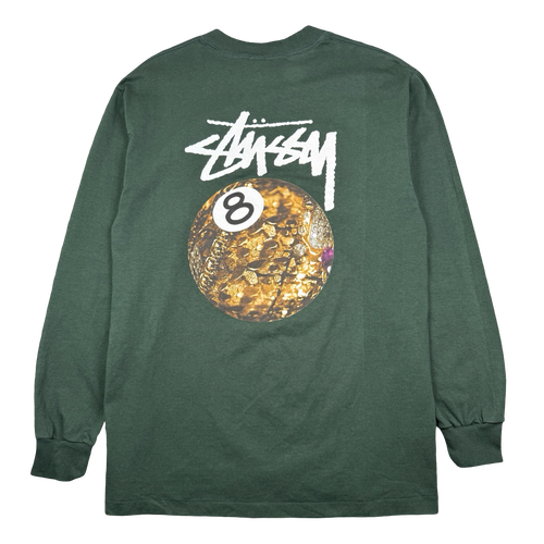 Vintage Stussy Golden 8 Ball L/S Tee Pine Green | Vintage Clothing Store Canada