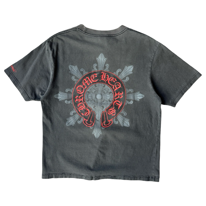 Vintage Faded Chrome Hearts Snowflake Horse shoe T-shirt Cropped | Vitnage Clothing Store Canada