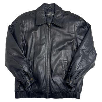 Vintage Balenciaga Paris Cinch Leather Harrington Jacket Black