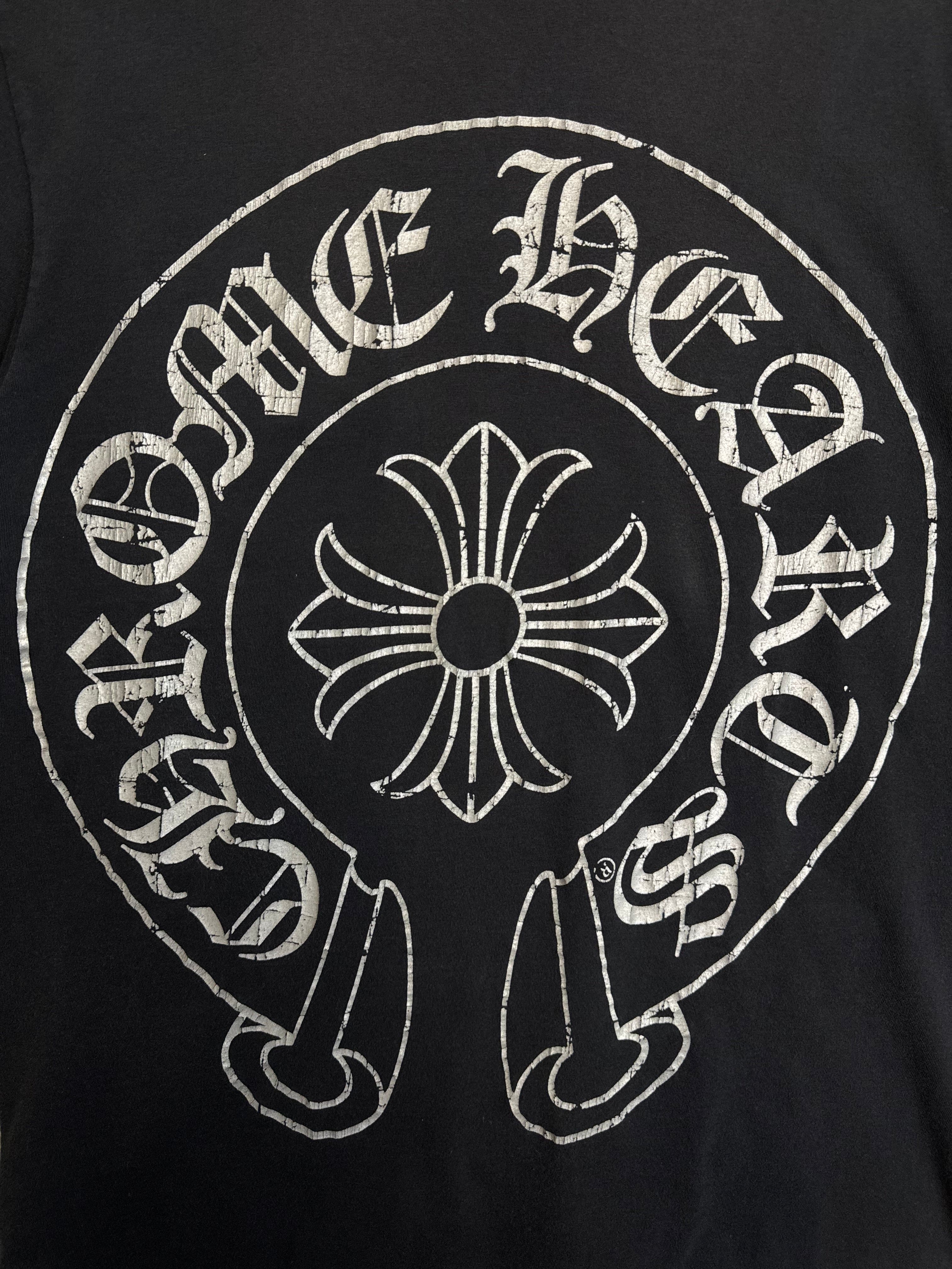 Chrome Hearts Cracked Horseshoe Cross Pocket Tee Black/Grey