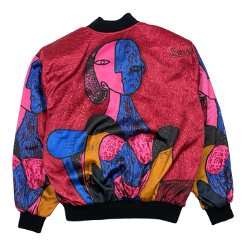 Vintage Picasso Art Print Satin Bomber Jacket
