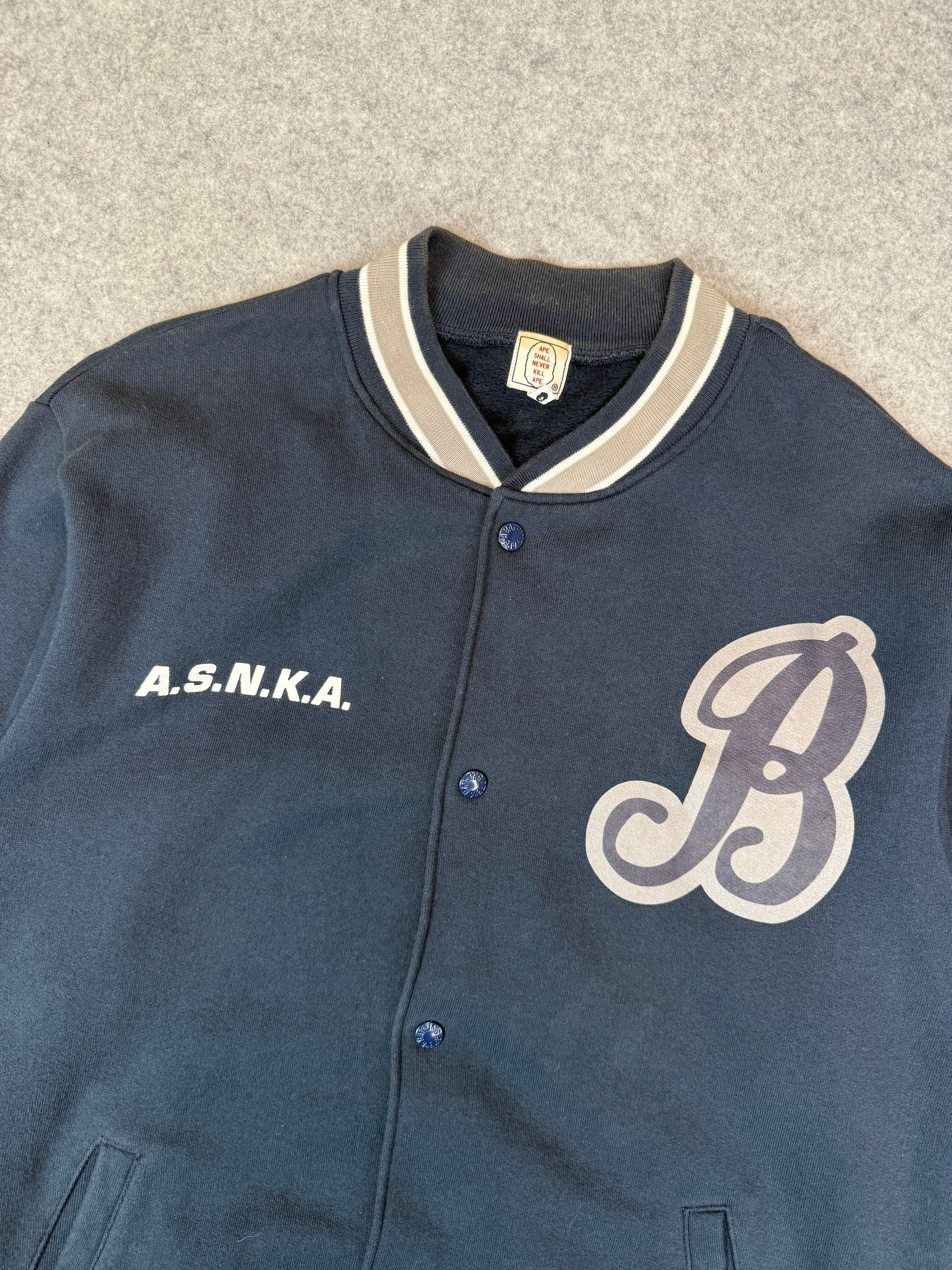 BAPE ASNKA Varsity Jacket Navy Blue (USED)