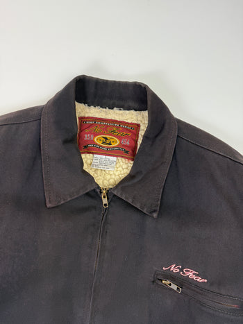 Vintage No Fear Sherpa Lined Detroit Style Jacket