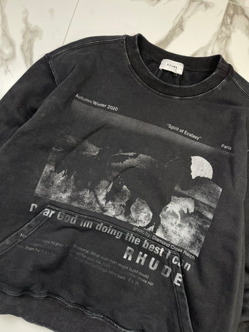 Rhude AW 2020 Best I Can Graphic Crewneck Black (USED)