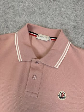 Moncler Striped Button-up Polo Shirt Pink (USED)