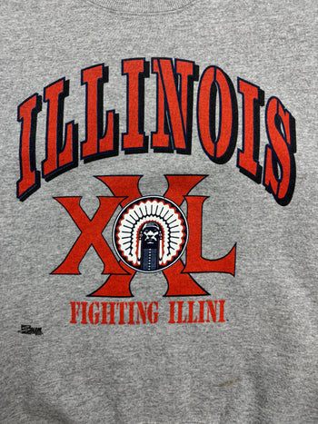 (M) Vintage 90s University Of Illinois Sweatshirt Grey