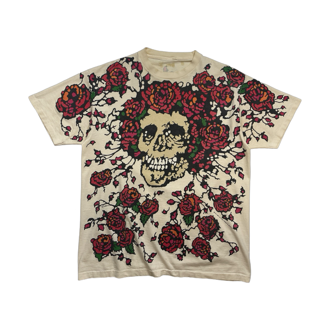 Vintage '92 Grateful Dead Bertha Roses AOP Tee White