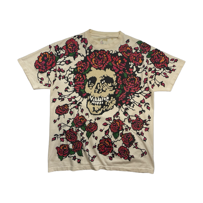 Vintage '92 Grateful Dead Bertha Roses AOP Tee White | Vitnage Clothing Store Canada