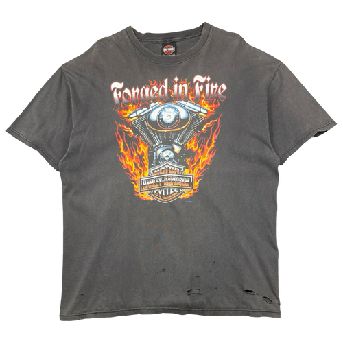 Vintage Harley Davidson Forged In Fire Engine Tee Faded Black | Vintage Clothing Store Canada