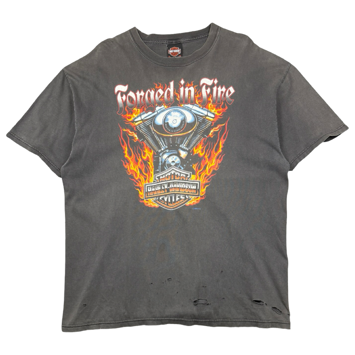 Vintage Harley Davidson Forged In Fire Engine Tee Faded Black | Vitnage Clothing Store Canada