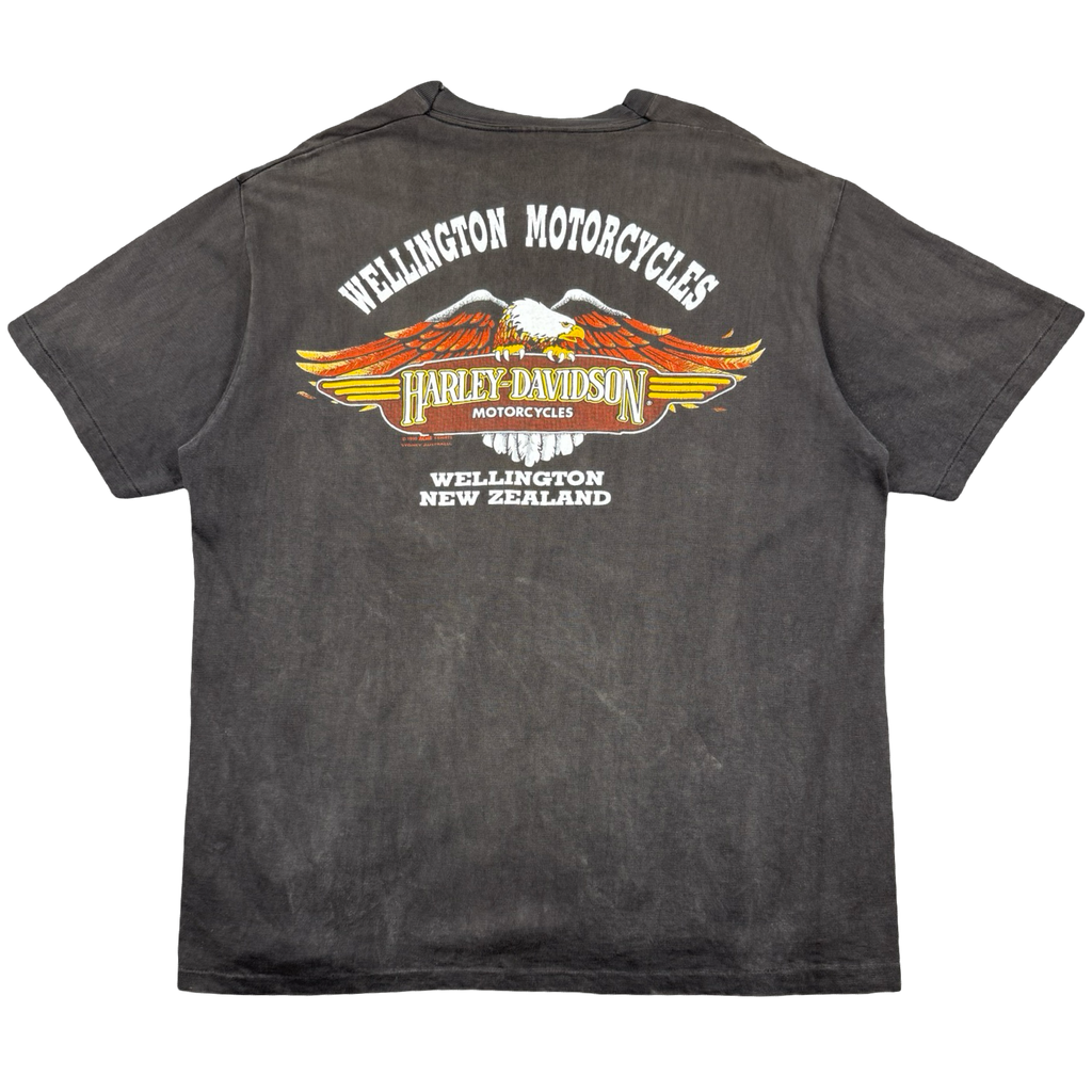 Vintage Harley Davidson New Zealand Kiwi Tee Black