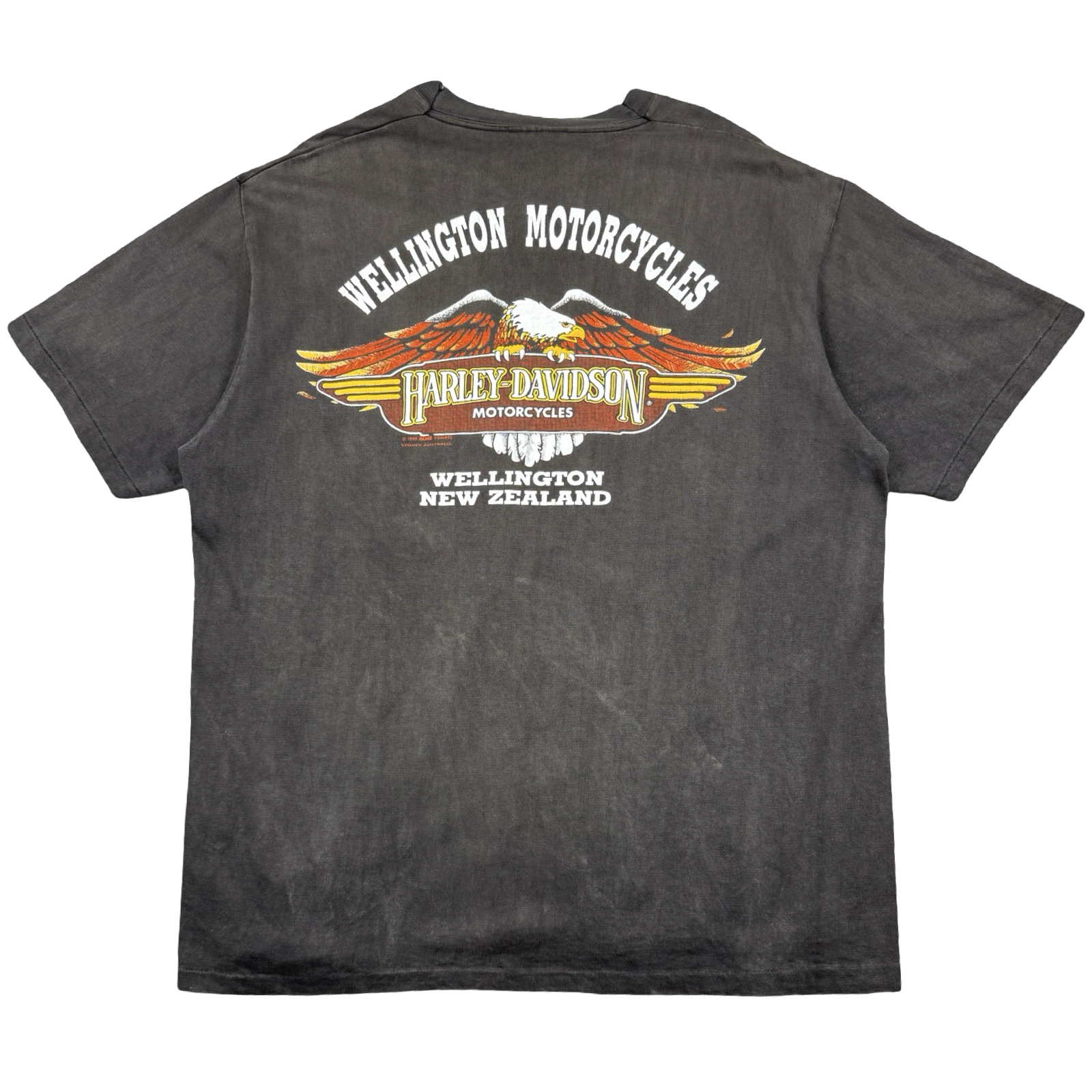 Vintage Harley Davidson New Zealand Kiwi Tee Black