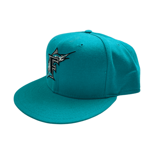 Vintage 90s MLB Florida Marlins Fitted Hat Turquoise | Vintage Clothing Store Canada