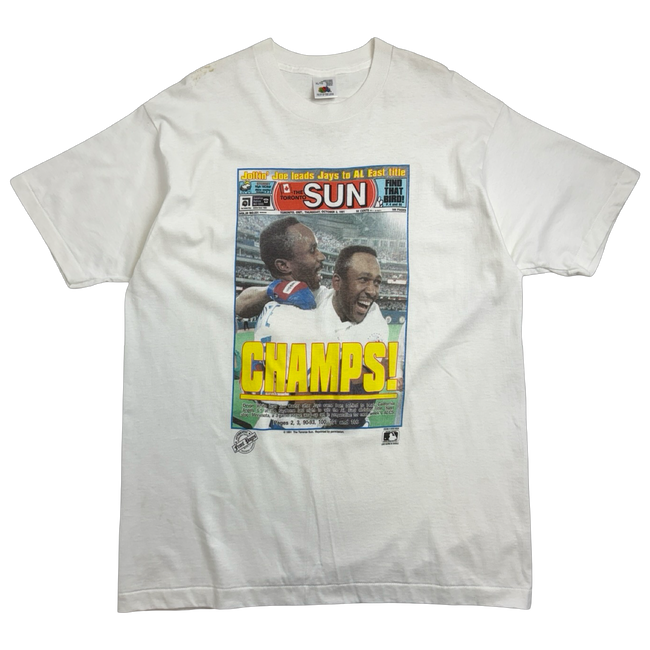 Vintage 1991 Toronto Blue Jays Toronto Sun Newspaper Tee White
