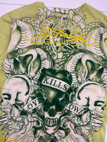 Ed Hardy Christian Audigier Love Kills Slowly Tee Yellow Green