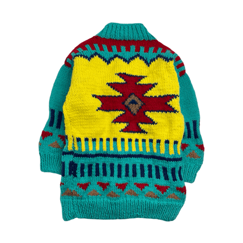 Vintage 90s Knit Zip Up Sweater Turquoise | Vintage Clothing Store Canada