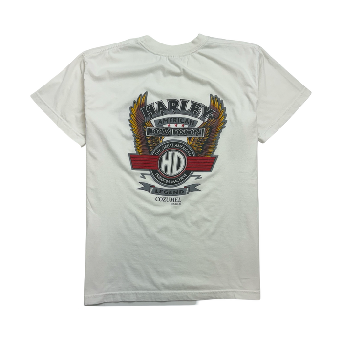 Vintage Boot Cozumel Mexico Harley Davidson Tee White | Vitnage Clothing Store Canada