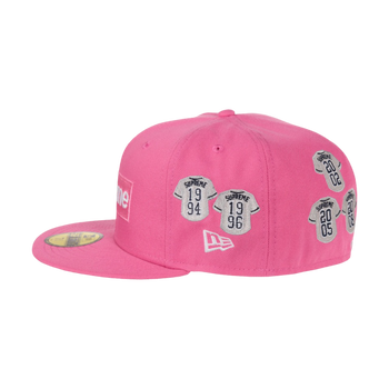 Supreme Jerseys Box Logo New Era Fitted Hat Pink