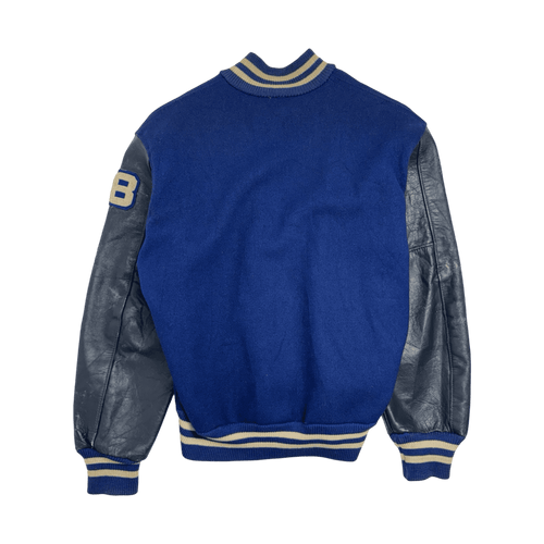 (M) Vintage Button Varsity Jacket Blue | Vintage Clothing Store Canada