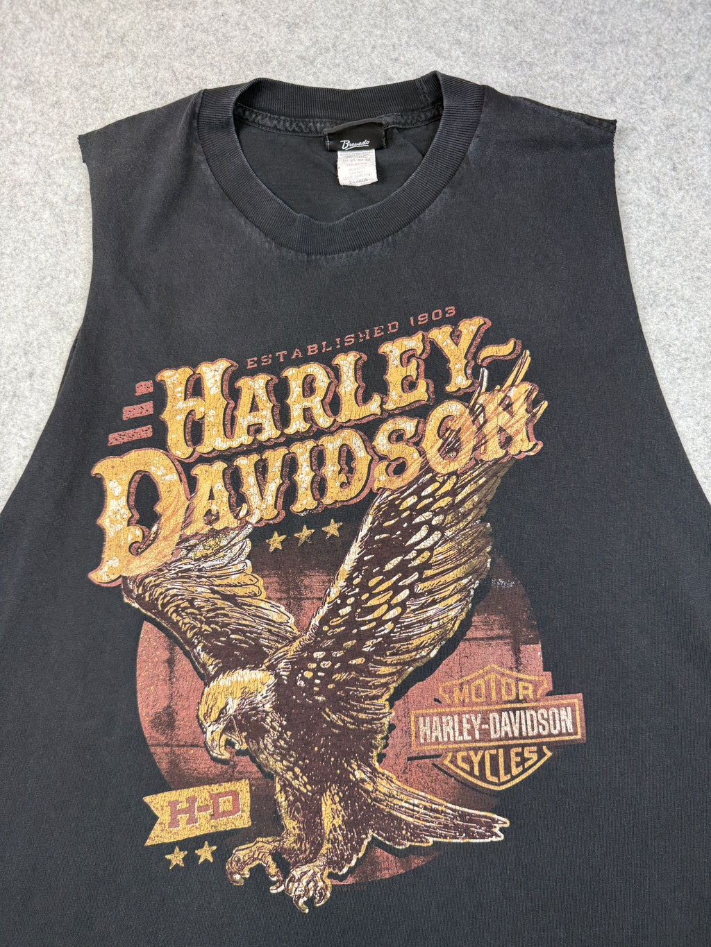 Vintage Harley Davidson Eagle Sleeveless Tee Black