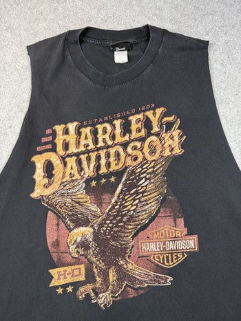 Vintage Harley Davidson Eagle Sleeveless Tee Black