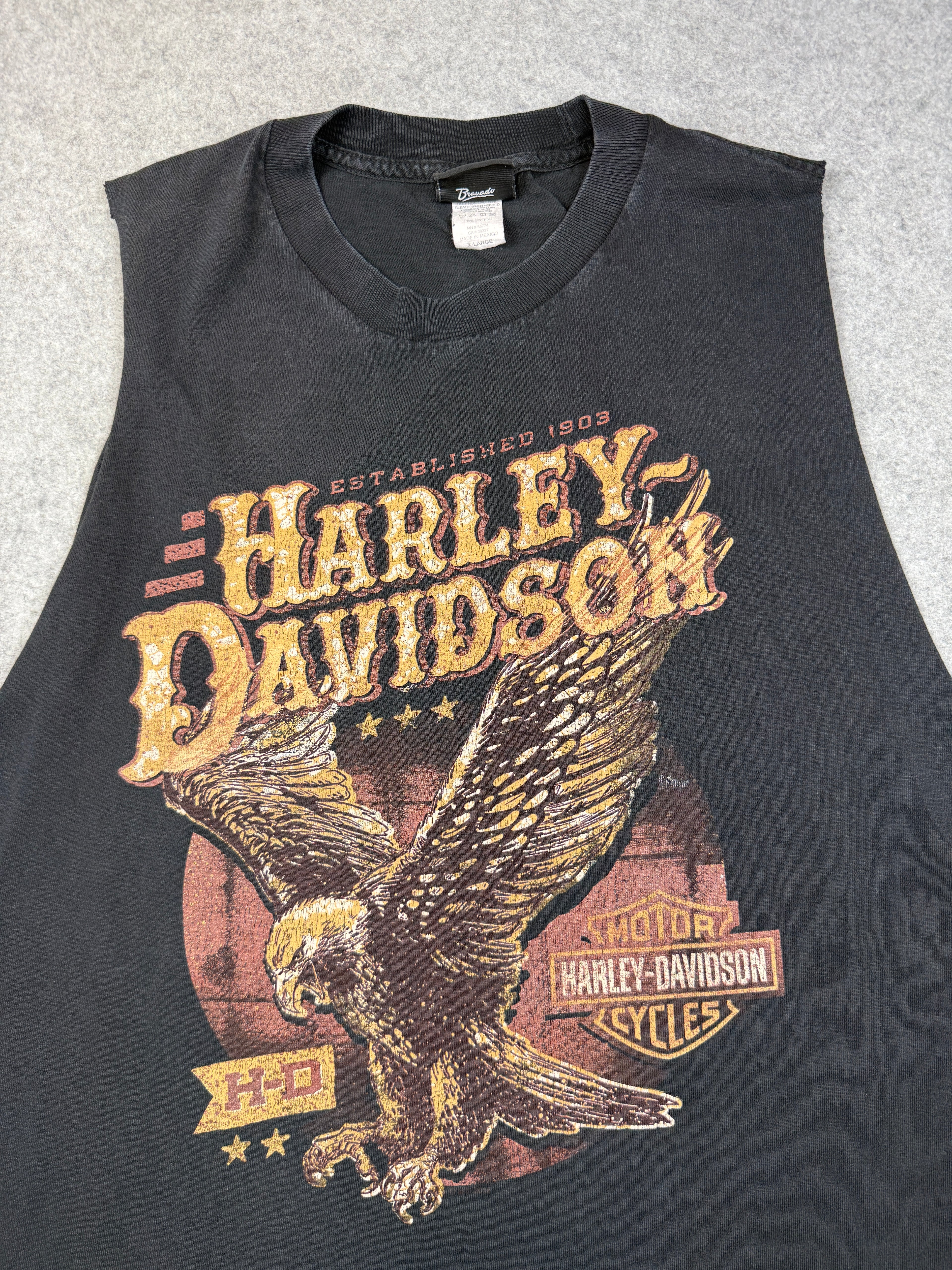 Vintage Harley Davidson Eagle Sleeveless Tee Black
