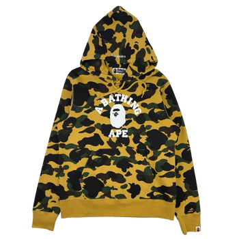 BAPE 1st Camo College Pullover Hoodie Yellow