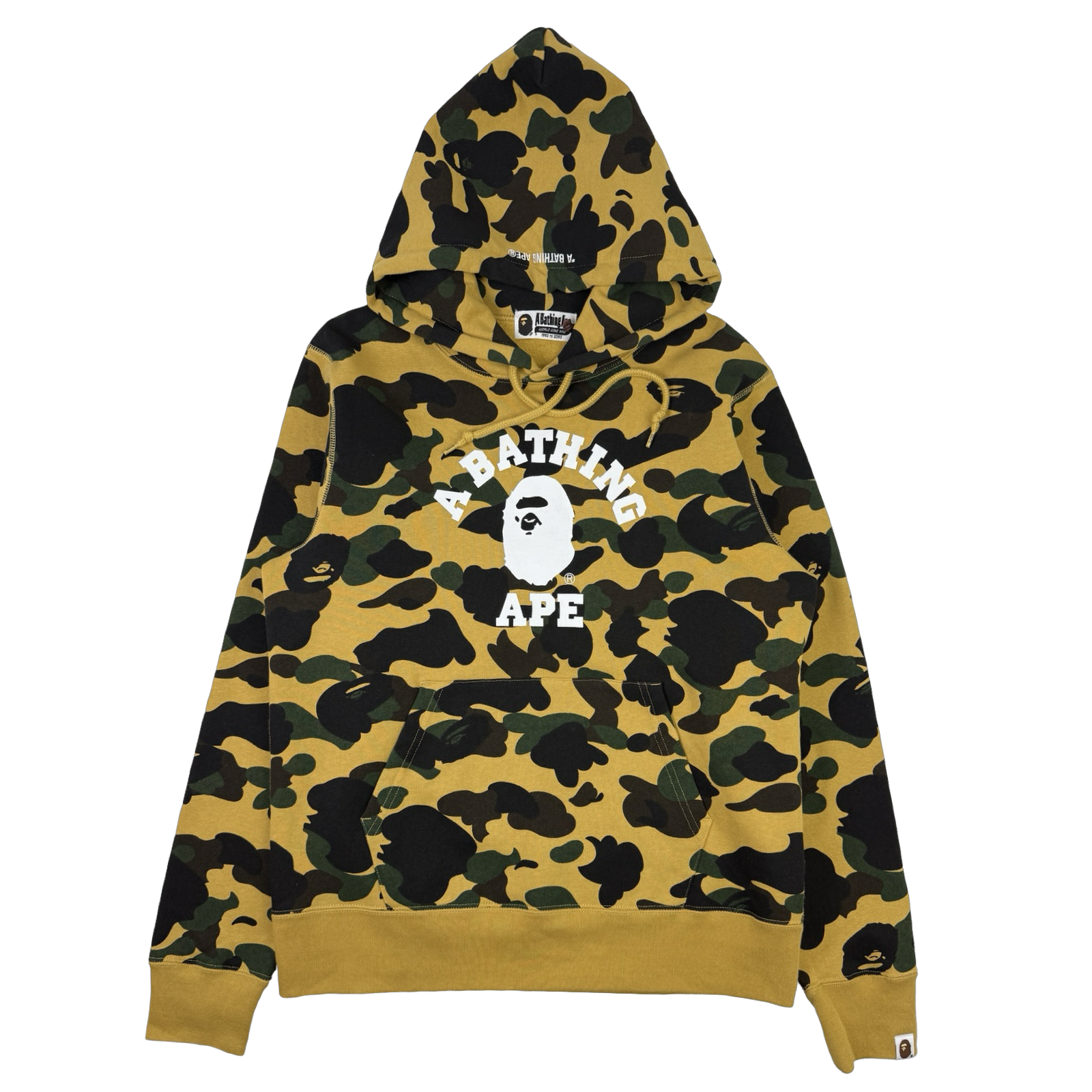 BAPE 1st Camo College Pullover Hoodie Yellow