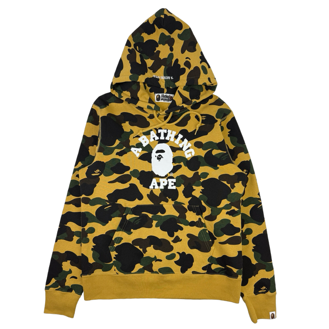 BAPE 1st Camo College Pullover Hoodie Yellow