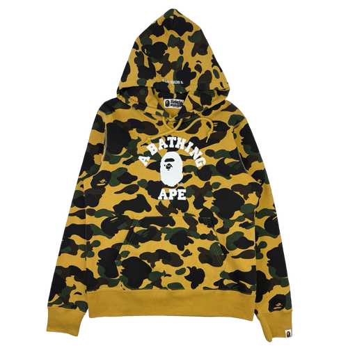 BAPE 1st Camo College Pullover Hoodie Yellow | Vintage Clothing Store Canada