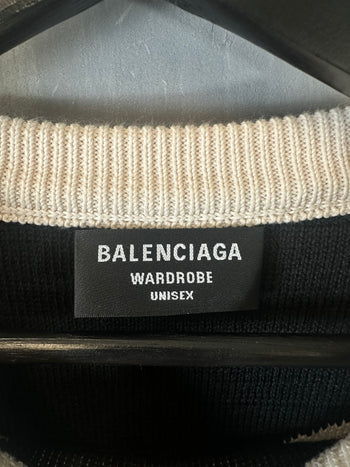 Balenciaga All-Over Logo Oversized Crewneck White (USED)