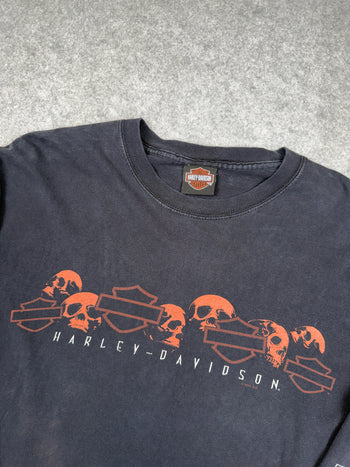 Vintage Harley Davidson Skull Sleeve L/S Tee Black