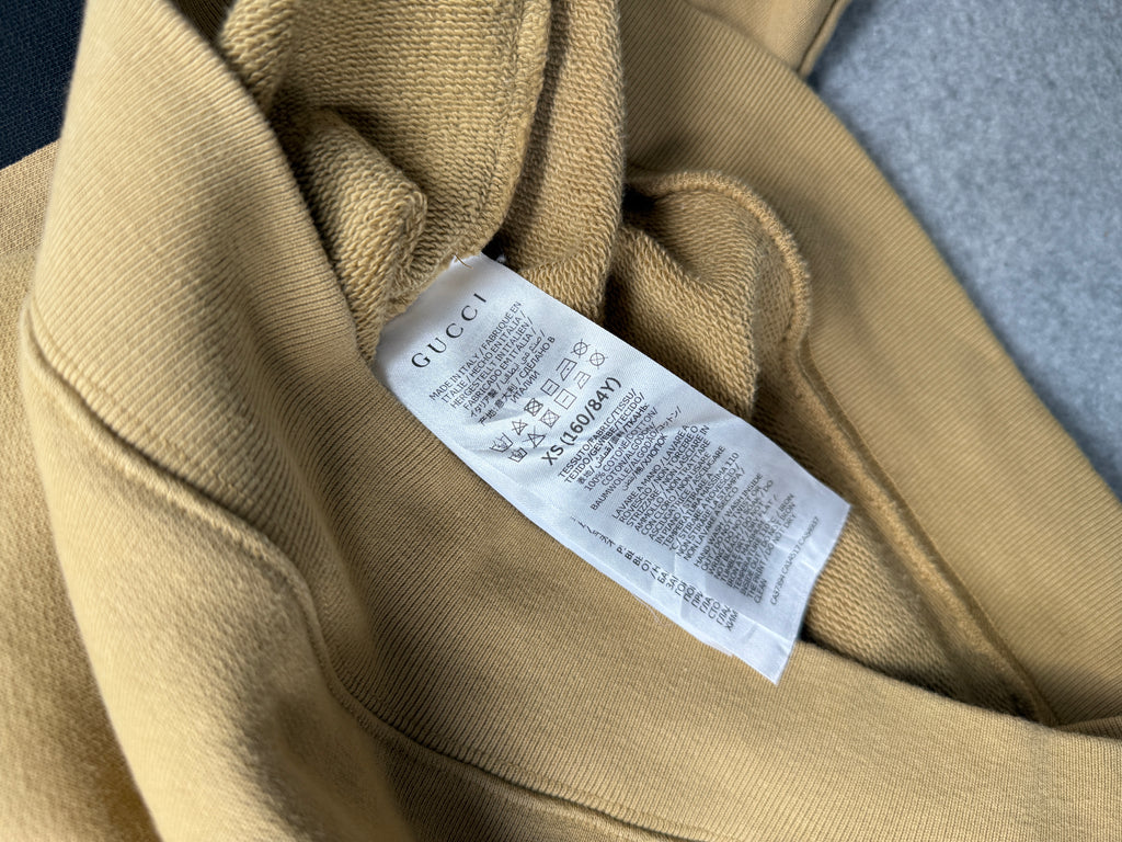 Gucci Sleeve Logo Half Zip Hoodie Beige