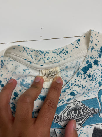 Vintage 1992 Toronto Blue Jays Newspaper AOP Tee