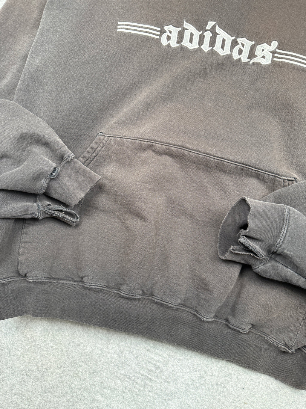 Vintage Adidas Distressed Hoodie Faded Black